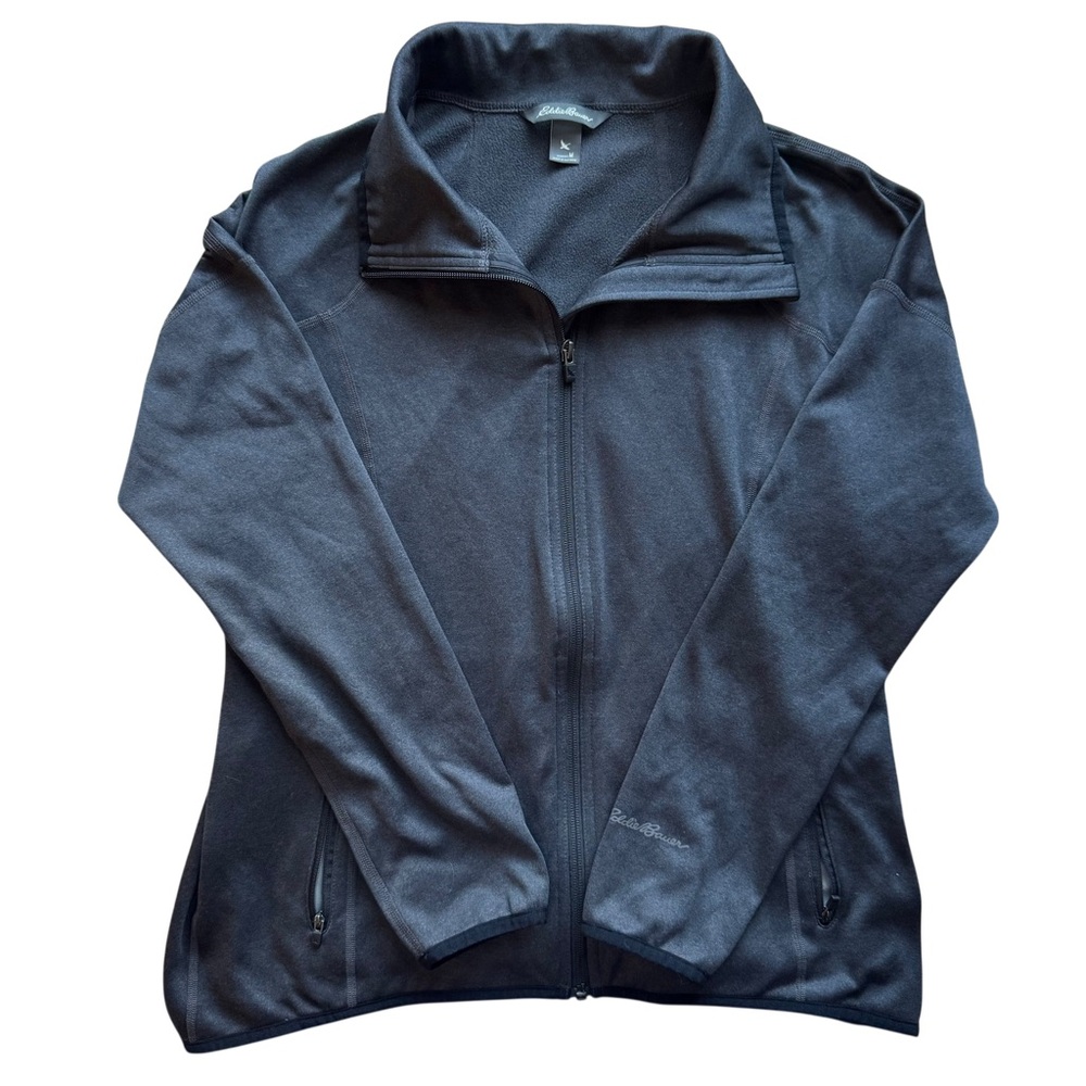 EDDIE BAUER Women's Full Zip Fleece Jacket Sweater Dark Gray Medium M